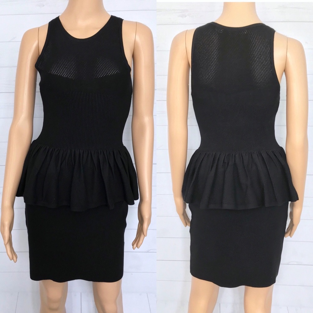 Sass & Bide Knitted Textured Peplum Dress